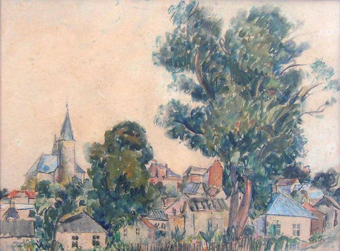 Widok_miasteczka_1932_akwarela